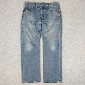 Levis 501 Jeans 36x31 Blue Medium Wash Denim Button Fly 2006‎ VTG Y2K
